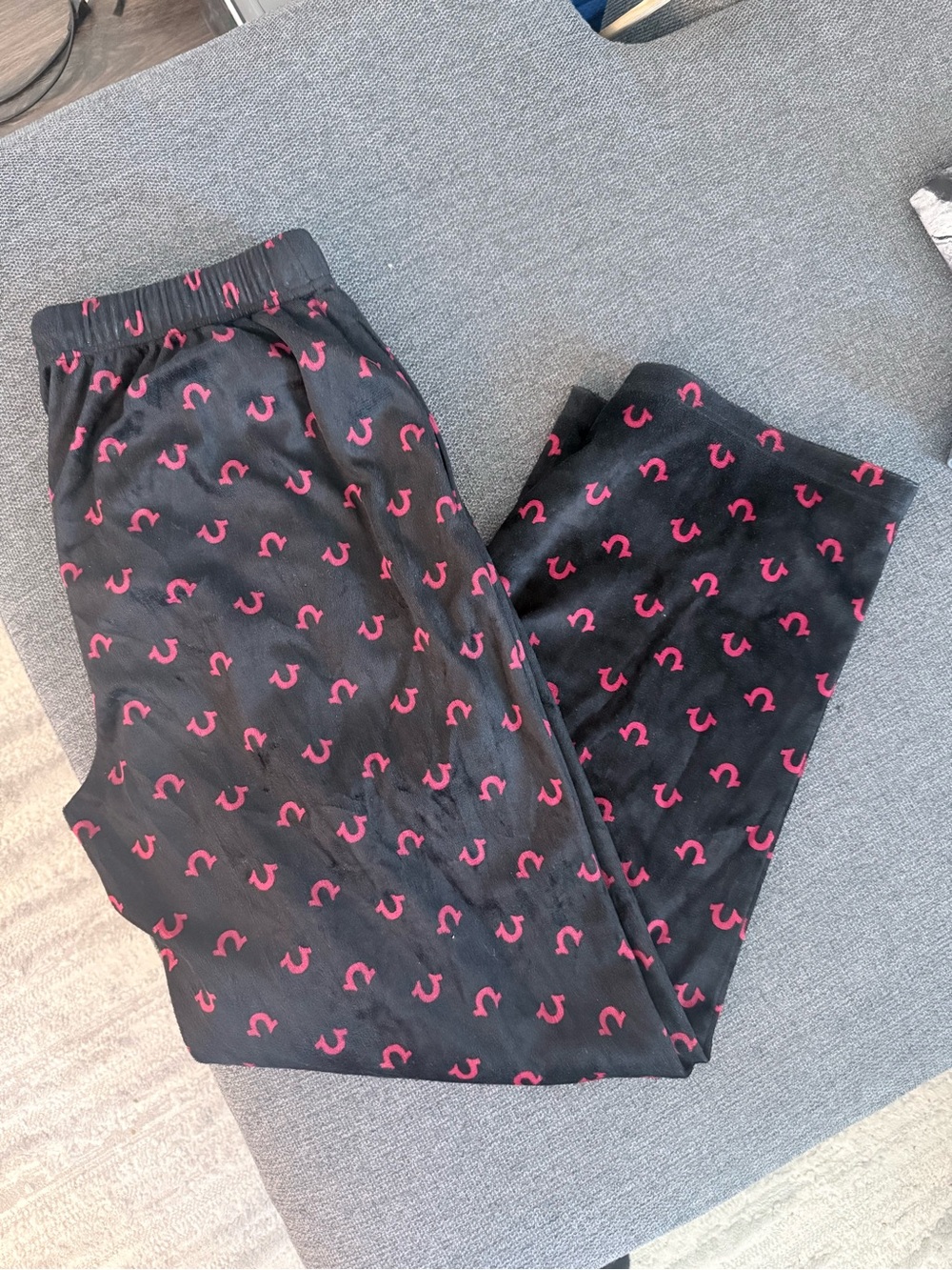 True Religion Black Sweatpants with Pink Logo Print
